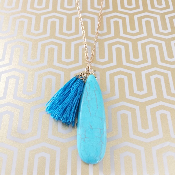 Jewelry - Turquoise Stone & Tassel Long Necklace